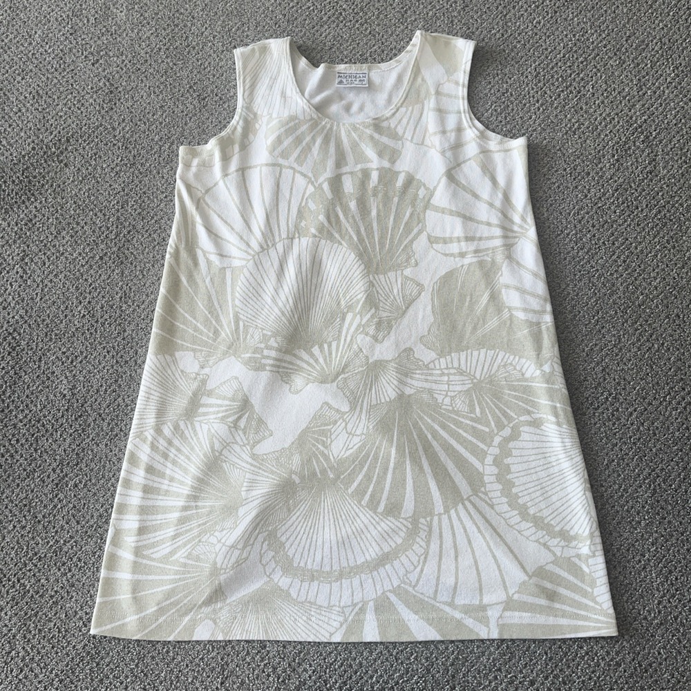 Vintage Michigan Rag CO Shell Print Beach Cover Up Dress. One Size
